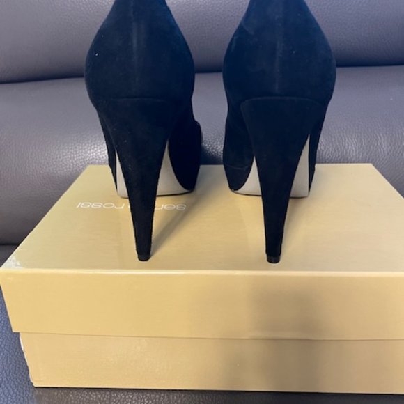 Sergio Rossi Suede Platform Pump Blk 8,5 - Picture 6 of 9